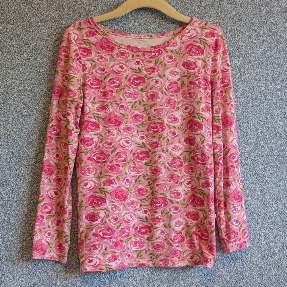 SweetHoney Girls Size 5 Pink Roses Viscose Long Sleeve Shirt